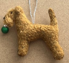 LAKELAND / IRISH TERRIER  with CHRISTMAS BAUBLE - Part Needle Felted DOG picture