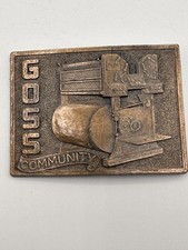 GOSS Printing Press Belt Buckle Vintage Industrial Advertising AS IS picture