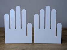 Vintage Spectrum Division Designs Metal Hand Bookends White Minimalist Pair picture