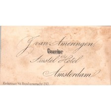 c1880 Calling Card - Juan Ameringen Courier Amstel Hotel Amsterdam H4-5 picture