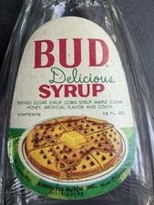 Vintage Bud Delicious Syrup Bottle Anheuser Busch Paper Label A&Eagle Embossed  picture