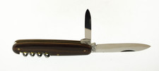Mann E. Bruckaman Solingen Bartenders Wood Handle 2 Blade Folding Knife 3 5/8