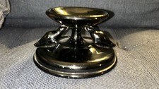 Antique Houze Glass Ebony Black Seal Sphere Holder Pedestal Votive Candle picture