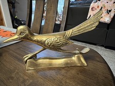 Vintage Solid Brass Roadrunner Figurine Statue MCM Southwestern Decor 9.5” Long picture