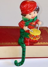 Vintage JSNY Celluloid Little Drummer Boy Shelf Sitter Stocking Holder picture