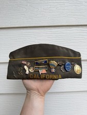 Vtg War Memorabilia Vietnam Vfw Hat Many Pins, 33rd Fighter Wing Button picture
