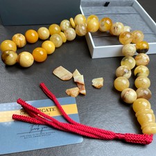 Elegant White Amber Misbaha Tasbih 33 Prayer Beads 19.5mm 146g picture