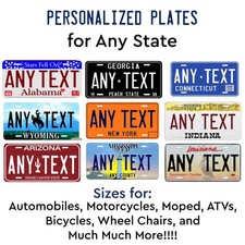Any State License Plate Tag Personalized Custom Any Text Auto Car ATV Bicycle picture