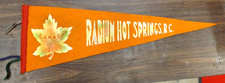 VINTAGE 1960s RADIUM HOT SPRINGS B.C. CANADA PENNANT BANNER 23.5