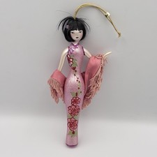 Soffieria de Carlini Lady Elegance Japanese Woman Pink Glass Christmas Ornament picture