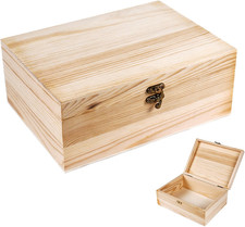 Unfinished Wood Box with Hinged Lid 1 Pack - 10.6