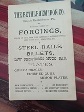 ☆1898 Orginal Print Ad BETHLEHEM IRON COMPANY railroad Rails South Bethlehem PA picture
