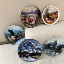 Lot of 5 Vintage Bald Eagle Collector Plates 1990s Wildlife Wall Decor picture