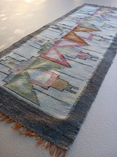 Vintage Peru 58 x 22 Hand Woven Wool Rug Tapestry Warrior Figures Peruvian picture