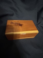Vintage small dresser box MOTHER SOUVENIR WOOD jewelry BOX made in USA picture