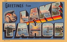 Lake Tahoe (California CA) Greetings From Large Letter 8A-H71 Linen Postcard picture