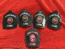 Fireman's Fund Insurance Cairns Leather Fire Helmet Front Lot 5 Front Pieces picture