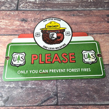 Vintage Forest Service Sign - Smokey Bear Please Prevent Gas Porcelain Sign picture