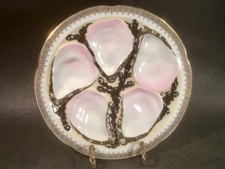 Antique Limoges Pink Shells On Black Seaweed Oyster Plate c.1891-1900 picture