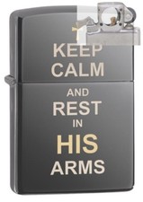 Zippo 29610 Keep Calm Design Black Ice Lighter with PIPE INSERT PL picture
