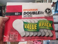 Sylvania 8 pack 60W Soft White Double Life incandescent Light Bulbs  NEW Sealed  picture