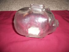 Vintage Anchor Hocking Textured Clear Glass Large PIGGY BANK picture