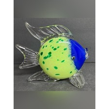 Vintage Cobalt Blue Art Glass Angelfish Murano Hand Blown Fish 7” NEW picture