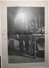 Thomas A. Edison in his Laboratory + Kinetograph - Harper's Weekly, 1891 - 22x16 picture