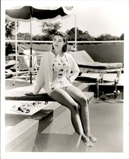 GA315 1950s Orig Kaufmann Fabry Photo BATHING BEAUTY TOES IN WATER SWIMSUI PINUP picture