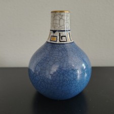 Vintage DAHL JENSON DENMARK  blue crackle bud vase  MID CENTURY DANISH MODERN picture