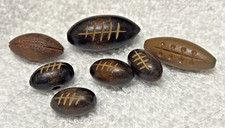 7 Vintage Wood & Plastic Football Buttons Toggled 3/4-1 1/4 Inches picture