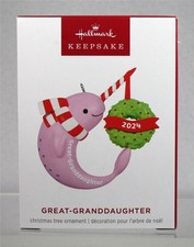 2024 Hallmark Ornament - 'GREAT-GRANDDAUGHTER' w/Narwhal -Dated 2024 -New in Box picture