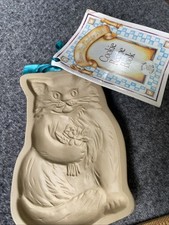 Vintage 1984 Brown Bag Cookie Cat kitty  holding flowers Cookie Mold W Booklet picture