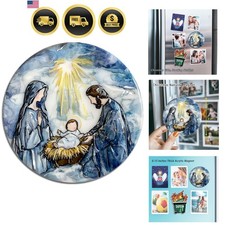 Christmas Nativity Fridge Magnet, Holy Family Religious Christmas Decor, 3 In... picture