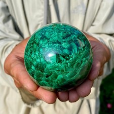 1.22LB Rare Natural Malachite quartz hand Carved sphere Crystal Healing picture