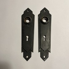 PAIR Antique Entry Door Plates, Art Deco, Mid Century, Victorian, Brass Hardware picture
