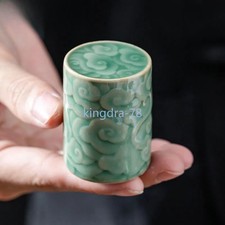 4.8cm Celadon Relief Auspicious Cloud Teapot Cover Holder Handmade Lid Bracket picture