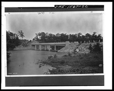 Photo:1940s Bridge Over River Rural Landscape Unknown Location picture