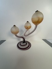 Vintage Hebron Israel Phoenix Three-Light Frosted Art Glass Candelabra picture