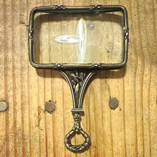 Antique Art Nouveau Handheld Magnifying Glass Ornate Wreath Handle picture