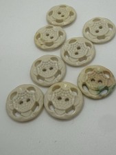 8 Vintage Cream Bakelite Buttons Pierced Flower Design 2-Hole Tested 1930s 4 picture
