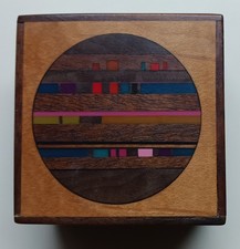 1979 Signed Robert McKeown wooden Bubble Box with colored resin inlays picture