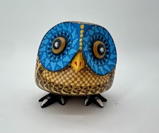 MUSTARD OWL-Beautiful one of a kind wood hand-made ALEBRIJE from Oaxaca, México. picture