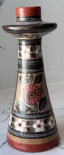 Vintage Handmade Tonala Terracotta 9” Candleholder, Mexican Cultural Decor Gifts picture