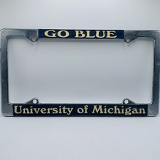 Vintage University of Michigan Go Blue Booster License Plate Frame 1972 picture