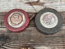 (2) Vintage The Lufkin Rule Co USA Chrome Clad 50 FT Steel Tape Measure Winders picture