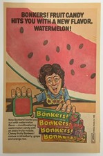 Bonkers Watermelon Flavor Comic Print Advertisement Ad Vintage Nabisco 1985 picture
