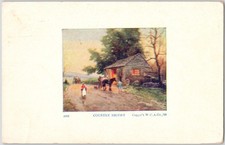 Country Smithy Blacksmith Shop Horse Rural Scene Vintage Postcard W.C.A.Co. picture