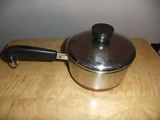 Vintage 1801 Revere Ware 1 QT Sauce Pan Pot Copper Clad Bottom w/Lid CLINTON USA picture