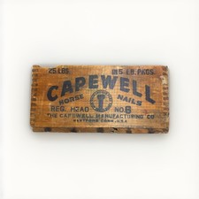 Antique Hartford Connecticut Wooden Box Capewell Manufacturing Horse Nails USA picture